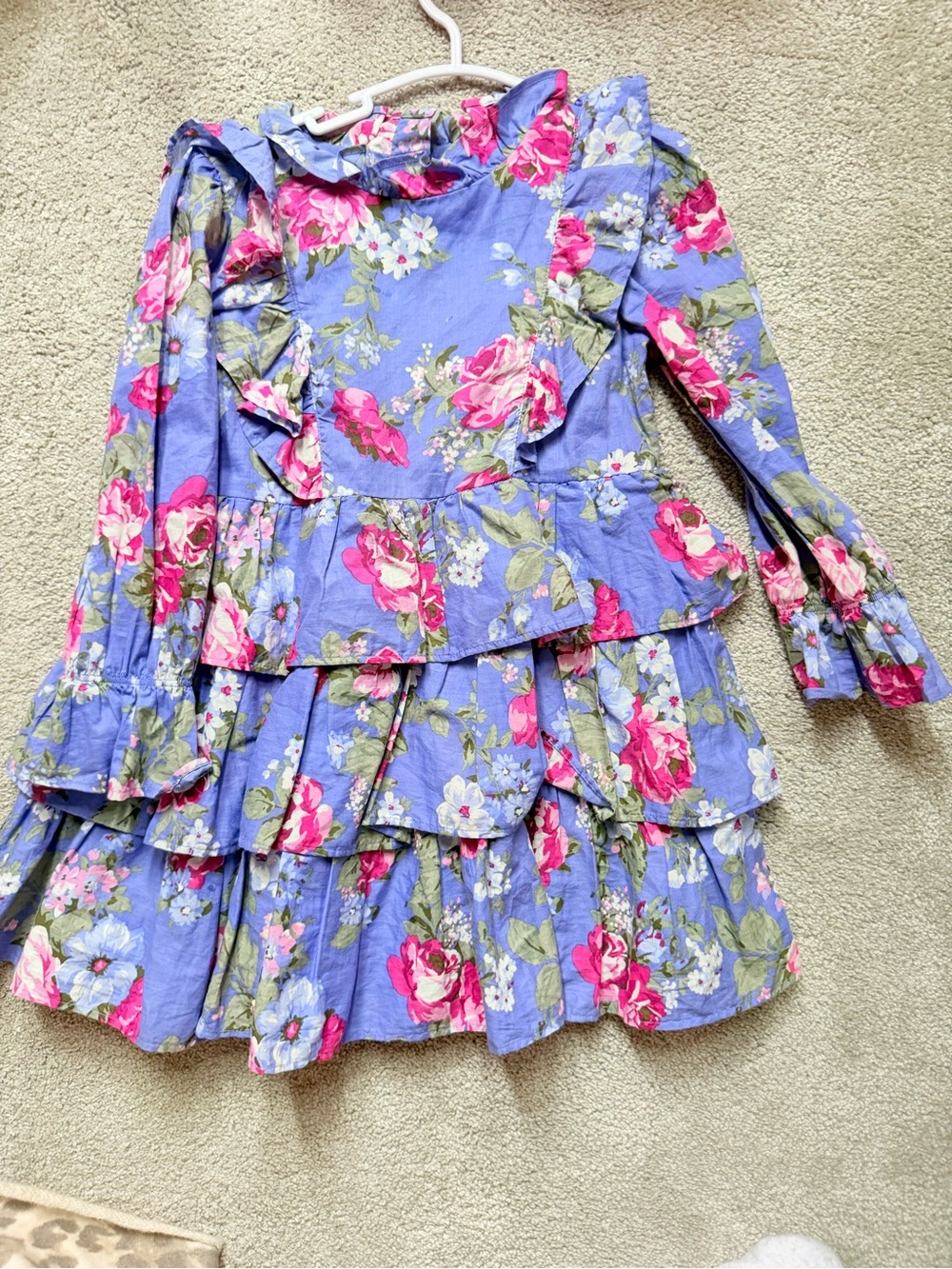 Janie and Jack Girls Floral Ruffle Dress - Lavender Pink